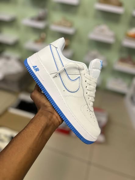 White and blue Nike Air Force 1 original photo 3