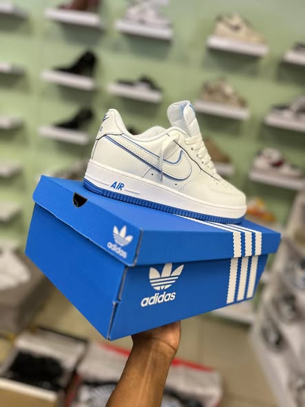 White and blue Nike Air Force 1 original photo 2