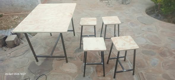 Steel chair and table photo 4