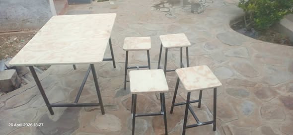 Steel chair and table photo 2