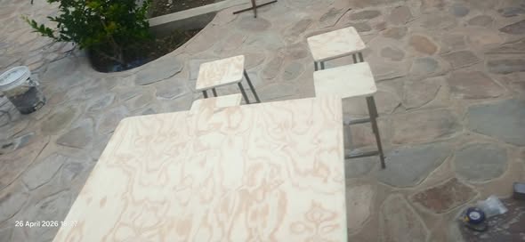 Steel chair and table photo 3