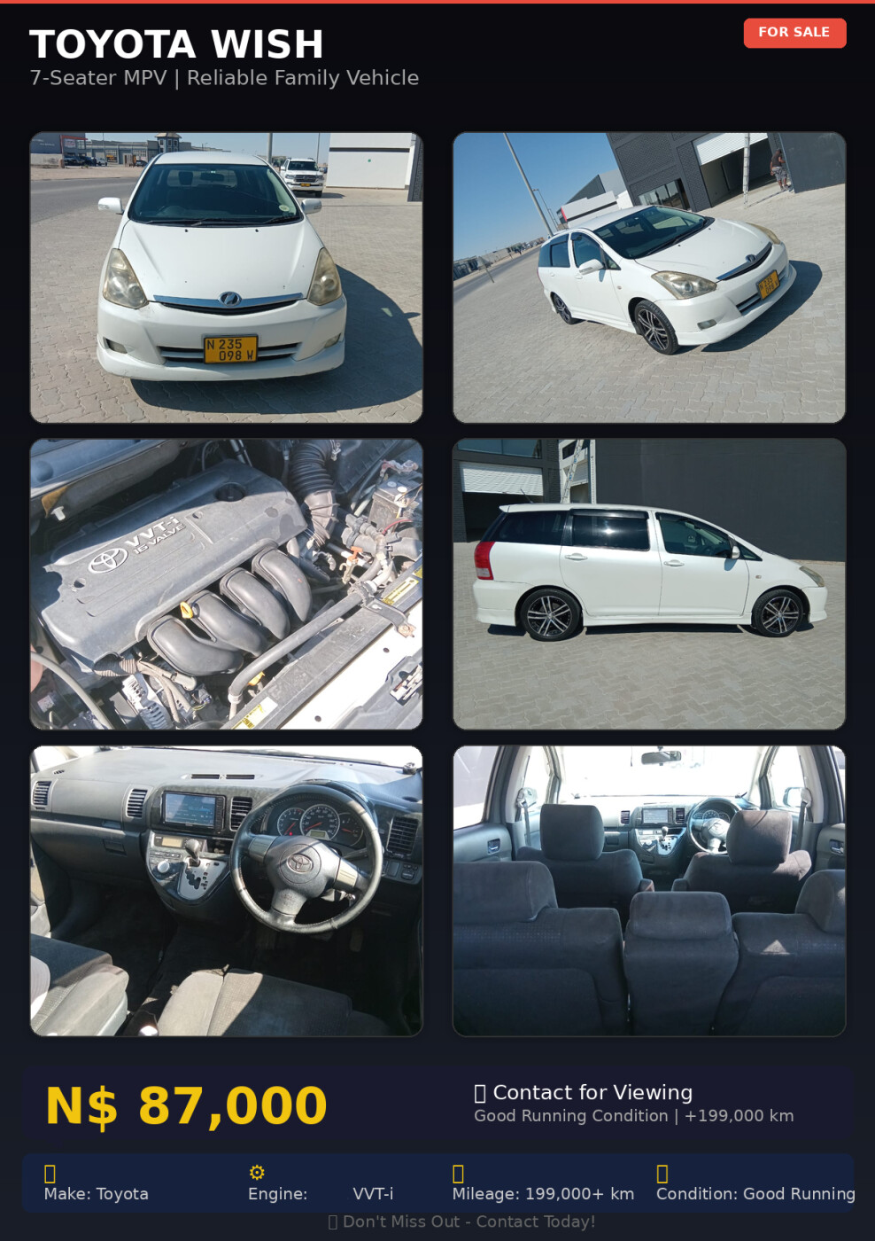 Toyota Wish For sale photo 1