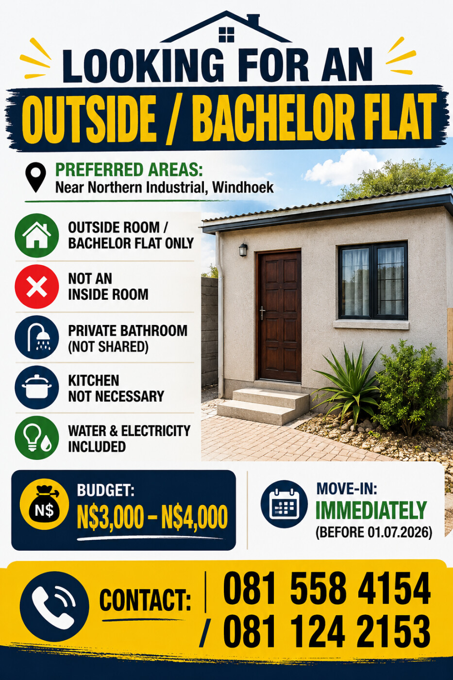 Looking for a place to rent in Windhoek photo 1