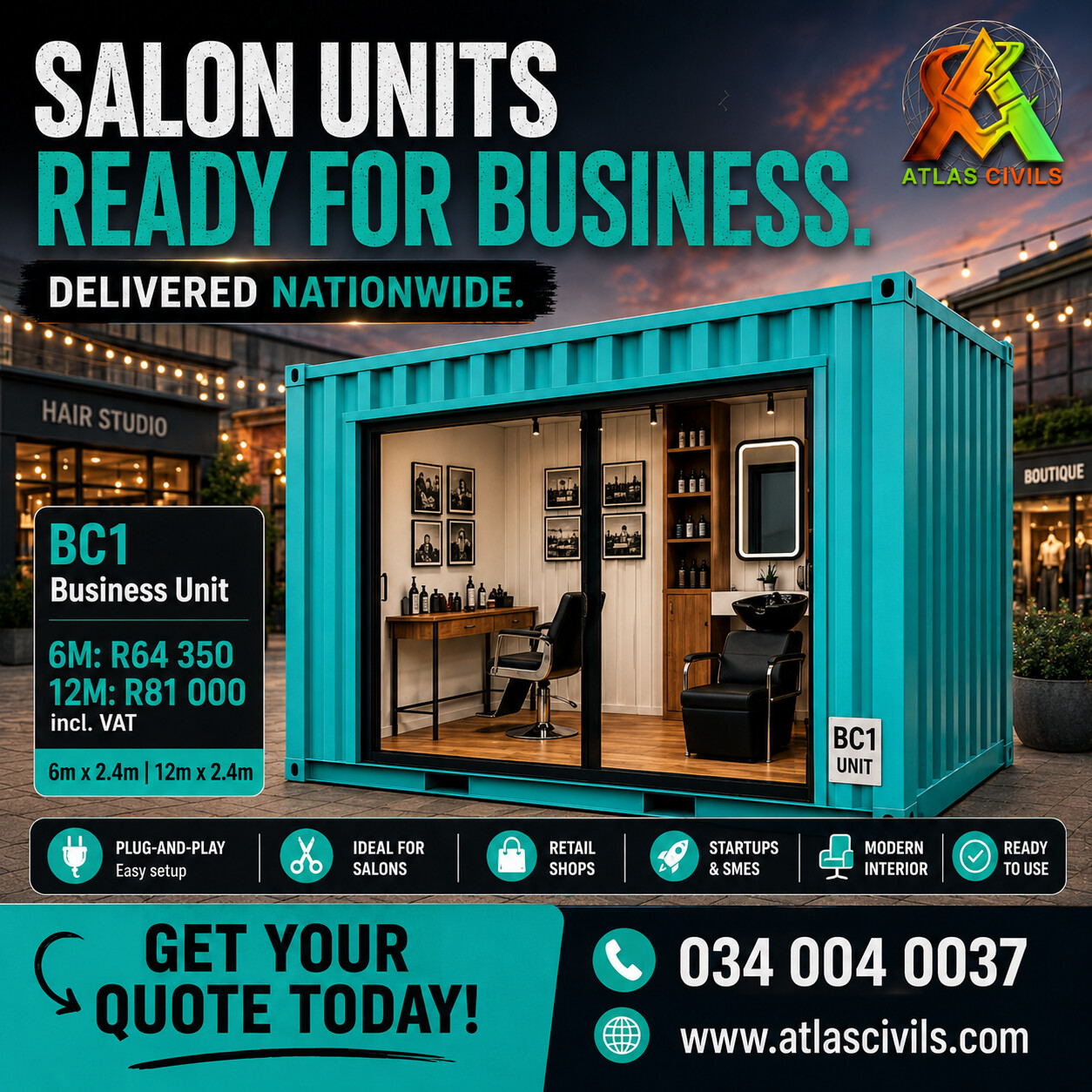Salon Container for Sale – Modern Mobile Hair and Beauty Business Unit photo 1