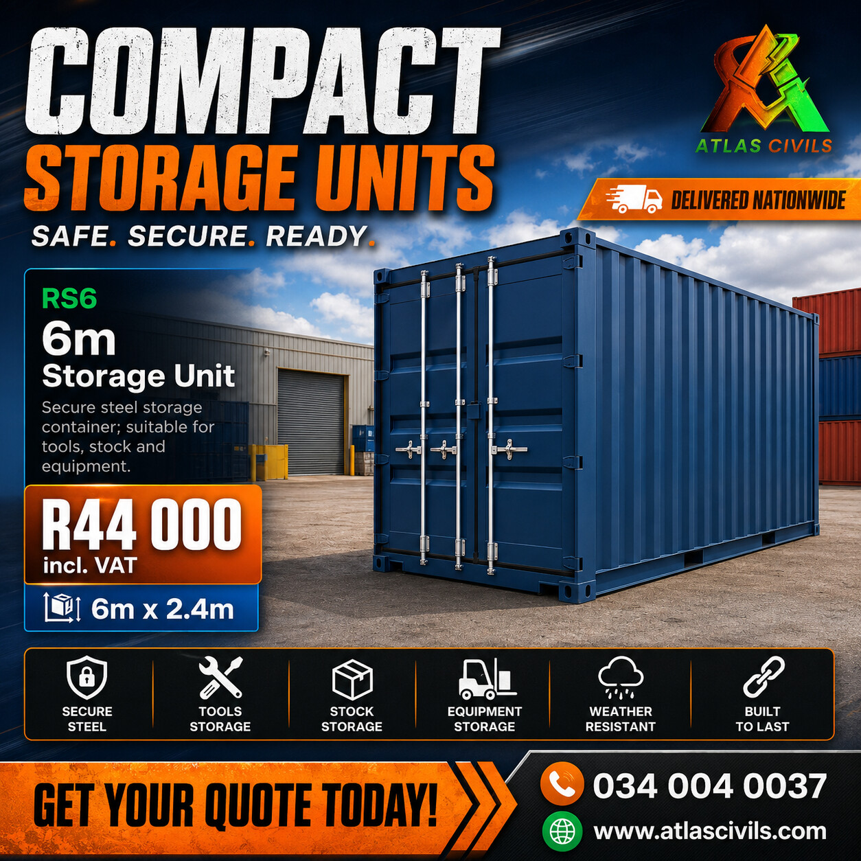 RS6 6m Storage Container for Sale – Secure Steel Storage Unit photo 1