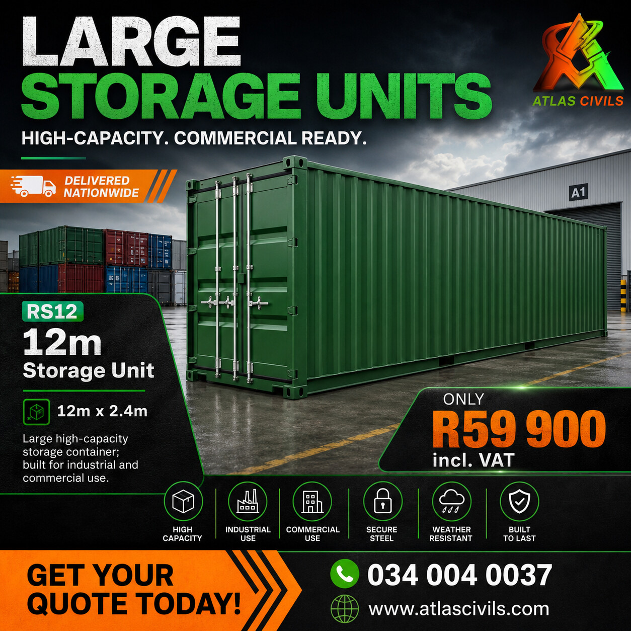 RS12 12m Storage Container for Sale – Large Commercial Storage Unit photo 1