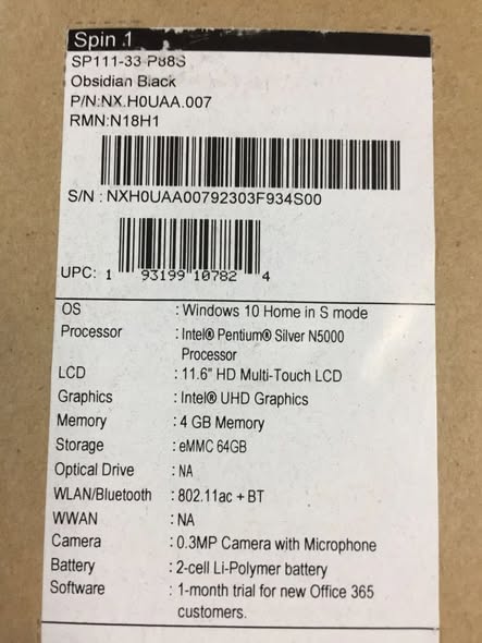 Acer Spin 1 SP111-33-P88S 11.6 photo 5