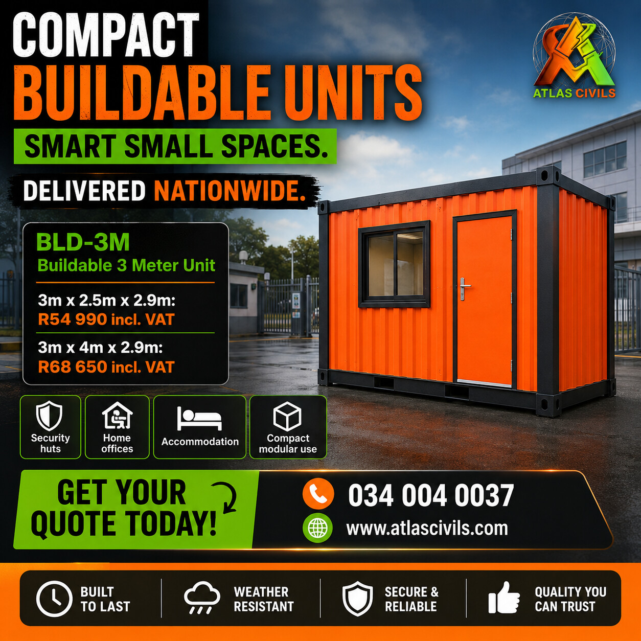 BLD-3M Compact Buildable Unit – Security Hut, Office or Accommodation photo 1