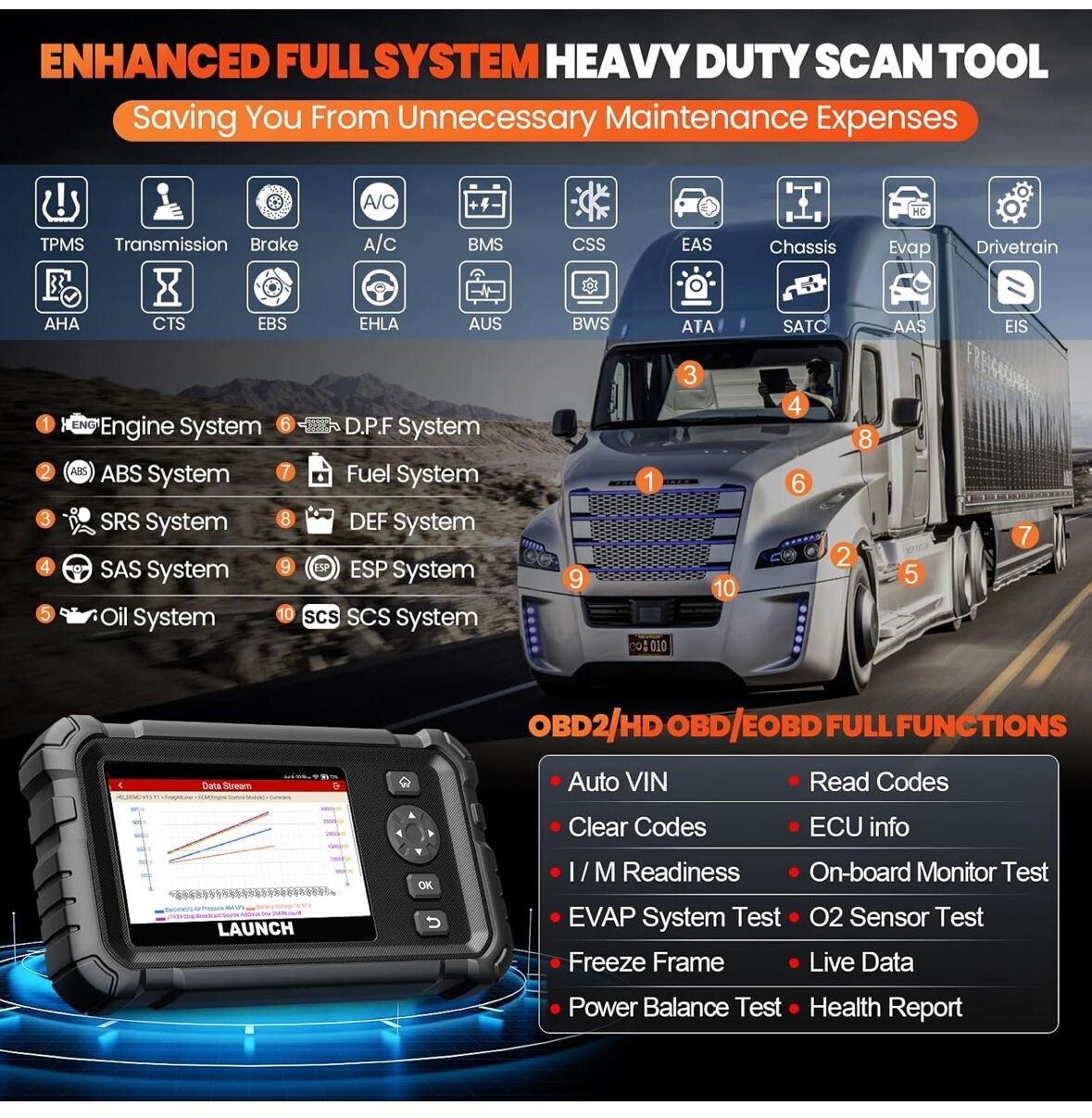 Launch CRP 129 24V Heavy Duty Diagnostic Scanner photo 4