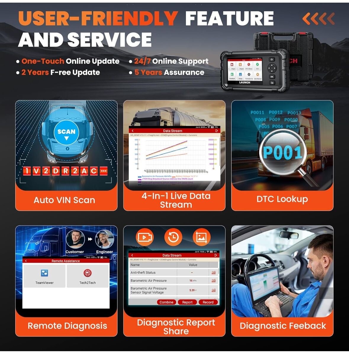Launch CRP 129 24V Heavy Duty Diagnostic Scanner photo 8